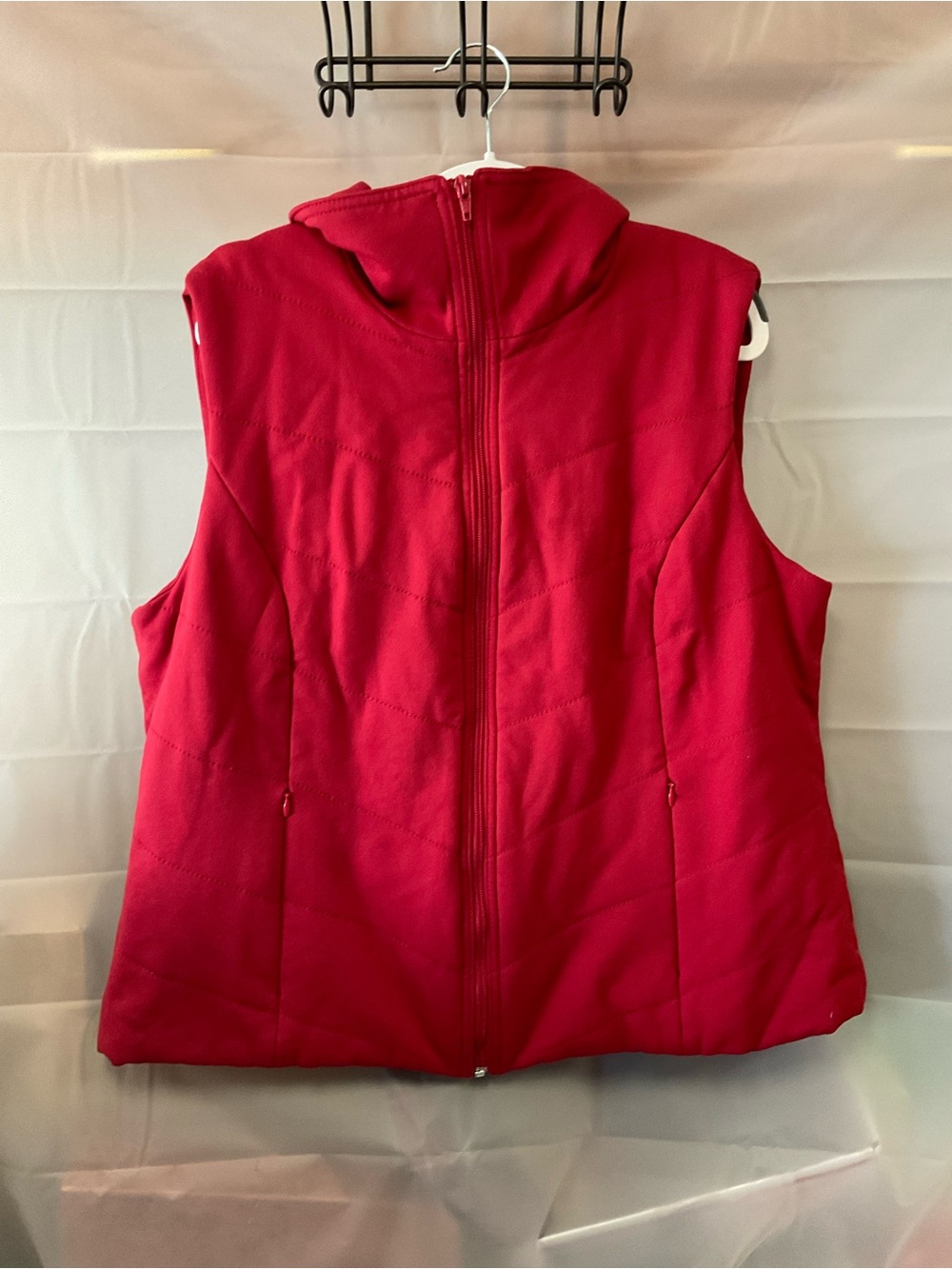 Coldwater Creek Bright Red Quilted Hooded Vest